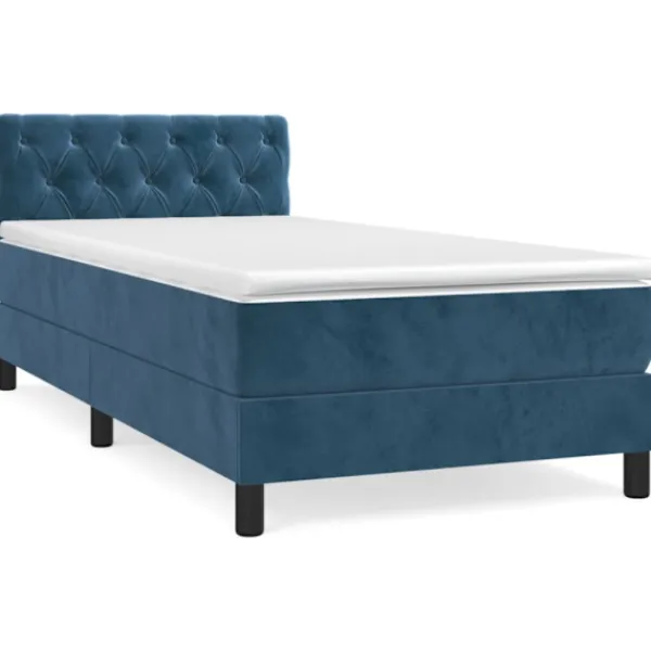 vidaXL Sängar>Ramsäng med madrass mörkblå 80x200 cm sammet