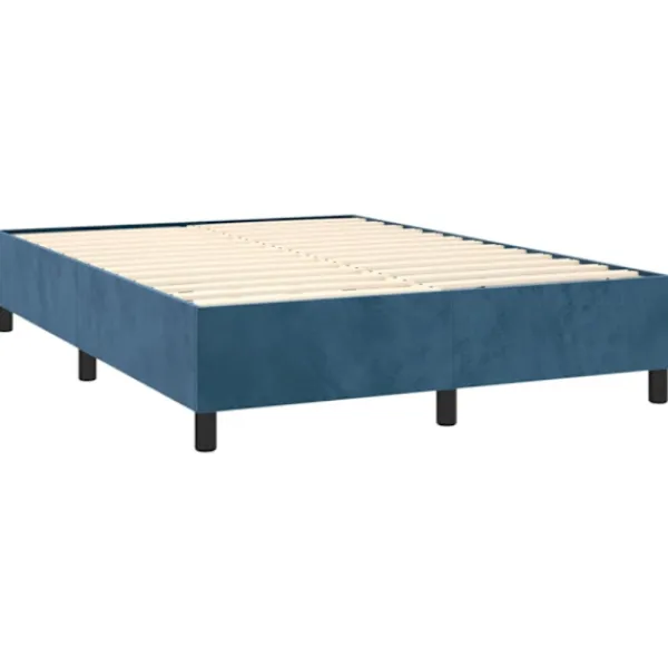 vidaXL Sängar>Ramsäng med madrass mörkblå 140x200 cm sammet