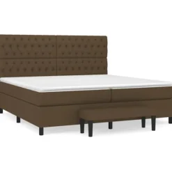 vidaXL Sängar>Ramsäng med madrass mörkbrun 200x200 cm tyg