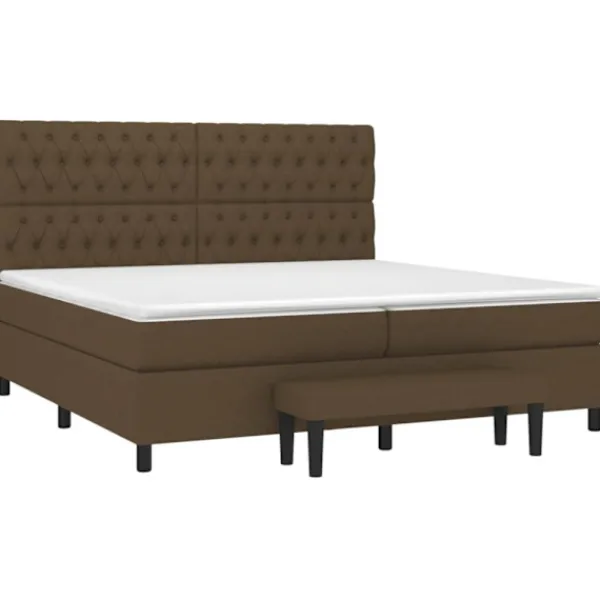 vidaXL Sängar>Ramsäng med madrass mörkbrun 200x200 cm tyg