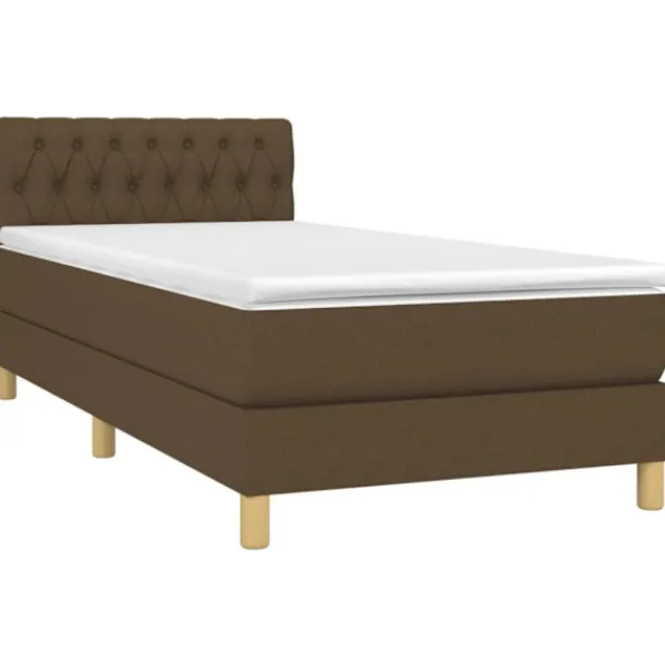 vidaXL Sängar>Ramsäng med madrass mörkbrun 100x200 cm tyg