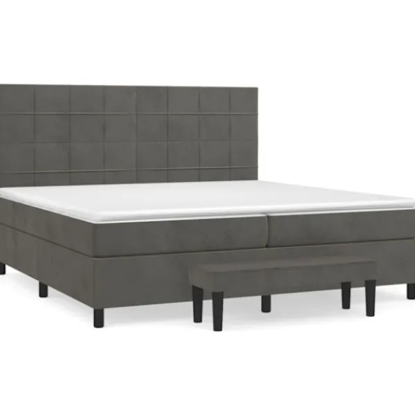 vidaXL Sängar>Ramsäng med madrass mörkgrå 200x200 cm sammet