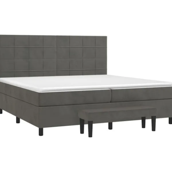 vidaXL Sängar>Ramsäng med madrass mörkgrå 200x200 cm sammet