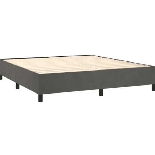 vidaXL Sängar>Ramsäng med madrass mörkgrå 200x200 cm sammet