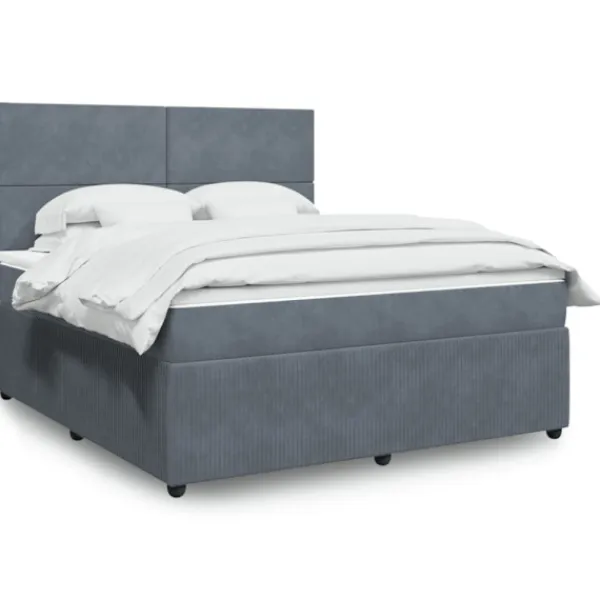 vidaXL Sängar>Ramsäng med madrass mörkgrå 180x200 cm sammet