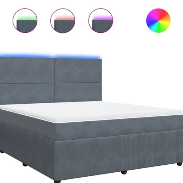 vidaXL Sängar>Ramsäng med madrass mörkgrå 180x200 cm sammet
