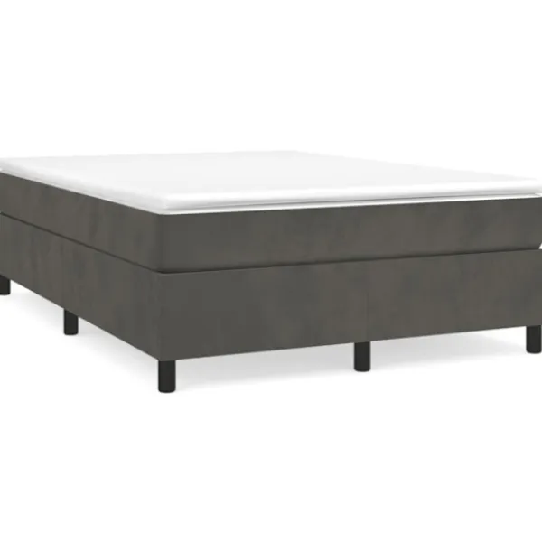 vidaXL Sängar>Ramsäng med madrass mörkgrå 140x190 cm sammet