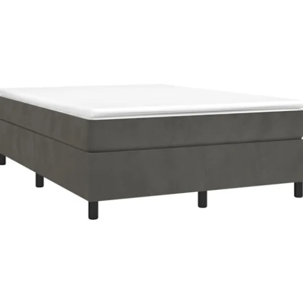 vidaXL Sängar>Ramsäng med madrass mörkgrå 140x190 cm sammet