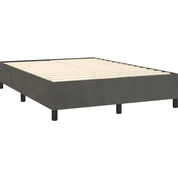 vidaXL Sängar>Ramsäng med madrass mörkgrå 140x190 cm sammet