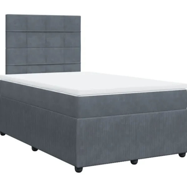 vidaXL Sängar>Ramsäng med madrass mörkgrå 120x190 cm sammet