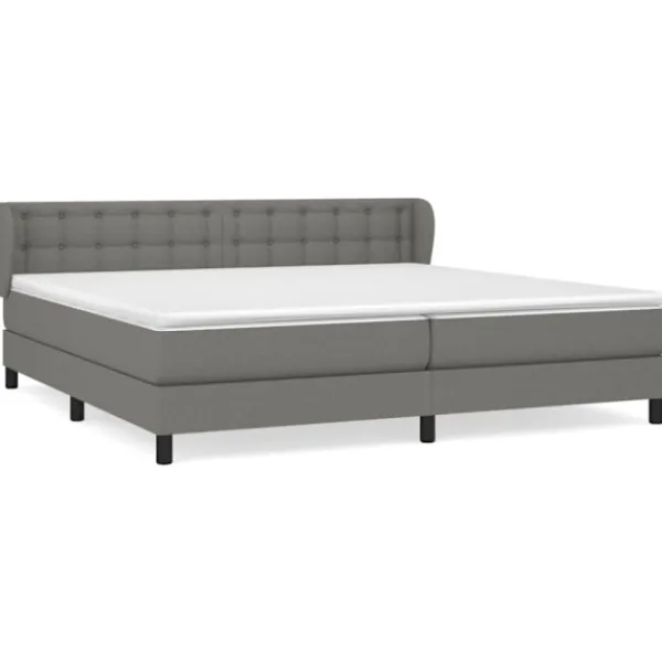 vidaXL Sängar>Ramsäng med madrass mörkgrå 200x200 cm tyg