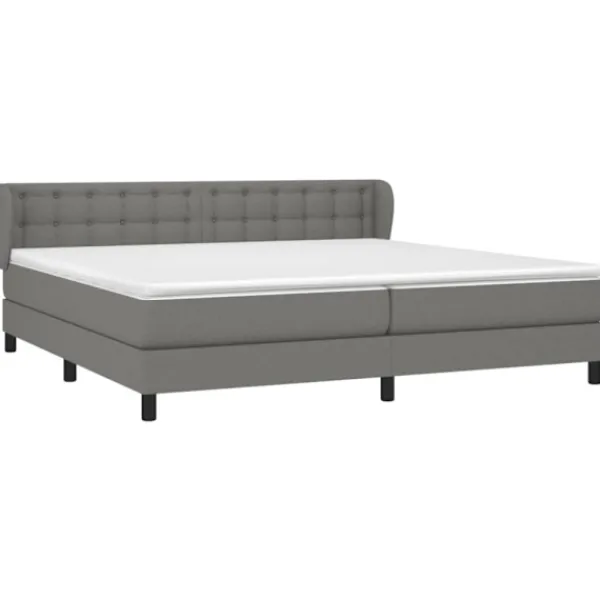 vidaXL Sängar>Ramsäng med madrass mörkgrå 200x200 cm tyg