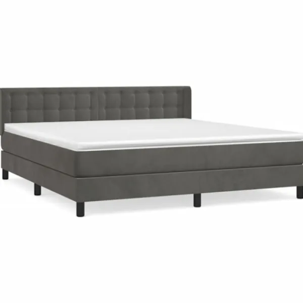vidaXL Sängar>Ramsäng med madrass mörkgrå 180x200 cm sammet