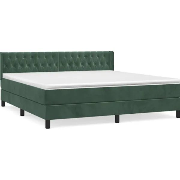 vidaXL Sängar>Ramsäng med madrass mörkgrön 160x200 cm sammet