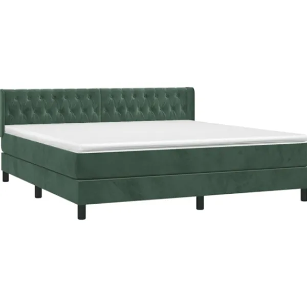 vidaXL Sängar>Ramsäng med madrass mörkgrön 160x200 cm sammet
