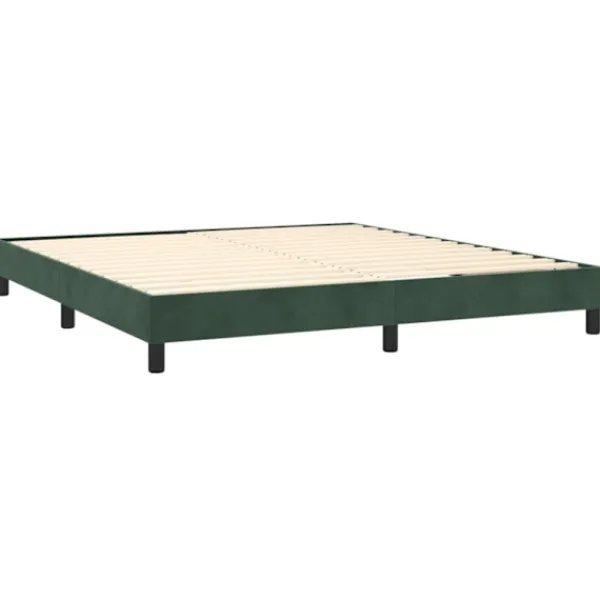 vidaXL Sängar>Ramsäng med madrass mörkgrön 160x200 cm sammet