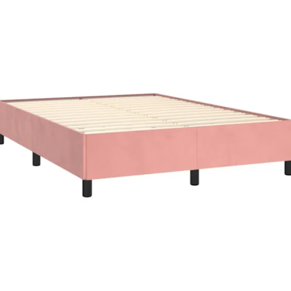 vidaXL Sängar>Ramsäng med madrass rosa 140x190 cm sammet