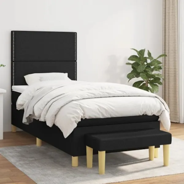 vidaXL Sängar>Ramsäng med madrass svart 100x200 cm tyg