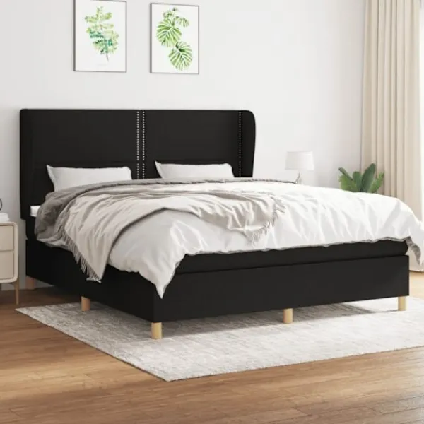 vidaXL Sängar>Ramsäng med madrass svart 160x200 cm tyg