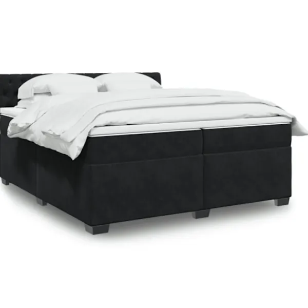 vidaXL Sängar>Ramsäng med madrass svart 200x200 cm sammet