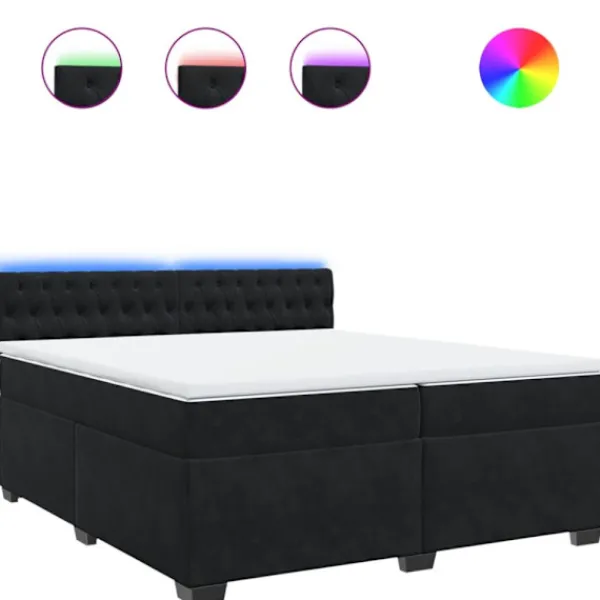 vidaXL Sängar>Ramsäng med madrass svart 200x200 cm sammet