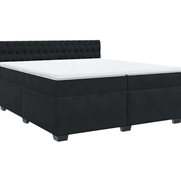 vidaXL Sängar>Ramsäng med madrass svart 200x200 cm sammet
