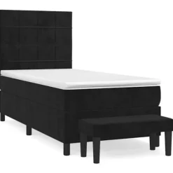 vidaXL Sängar>Ramsäng med madrass svart 80x200 cm sammet