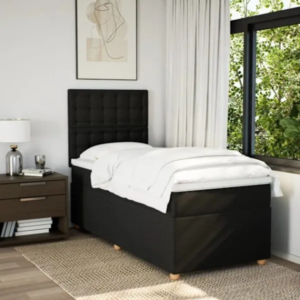 vidaXL Sängar>Ramsäng med madrass svart 90x190 cm tyg