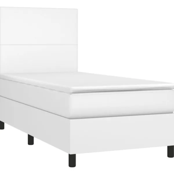 vidaXL Sängar>Ramsäng med madrass vit 80x200 cm konstläder