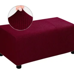 Sittpuffar>Röd, M Ottoman Slipcover Velvet Footstool Cover Stor fotstöd Pou