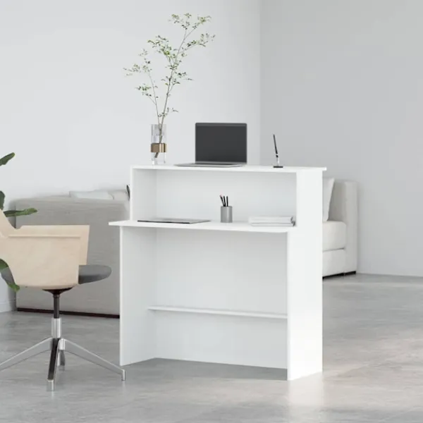 vidaXL Kontorsmöbler>Receptionsdisk vit 100x50x103,5 cm konstruerat trä