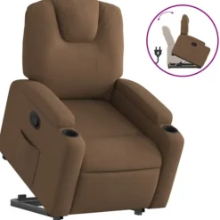 vidaXL Fåtöljer>Reclinerfåtölj med uppresningshjälp brun tyg