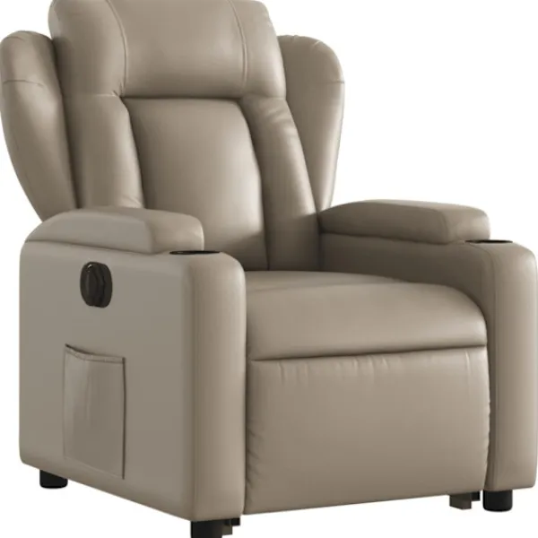 vidaXL Fåtöljer>Reclinerfåtölj med uppresningshjälp cappuccino konstläder