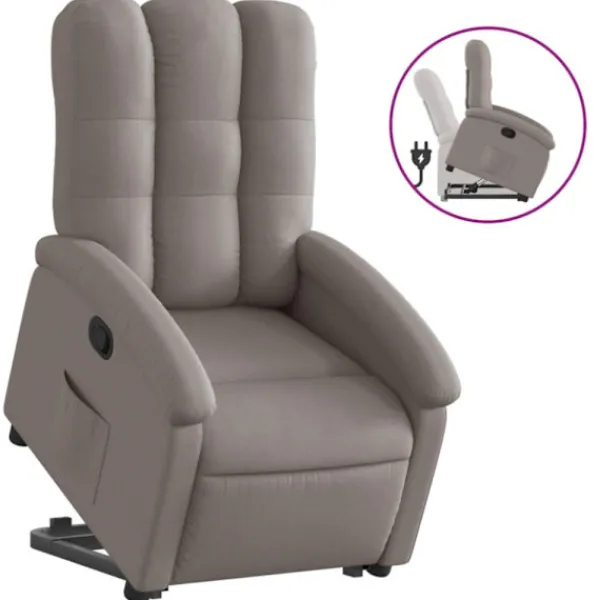 vidaXL Fåtöljer>Reclinerfåtölj med uppresningshjälp taupe tyg
