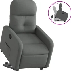 vidaXL Fåtöljer>Reclinerfåtölj med uppresningshjälp mörkgrå tyg
