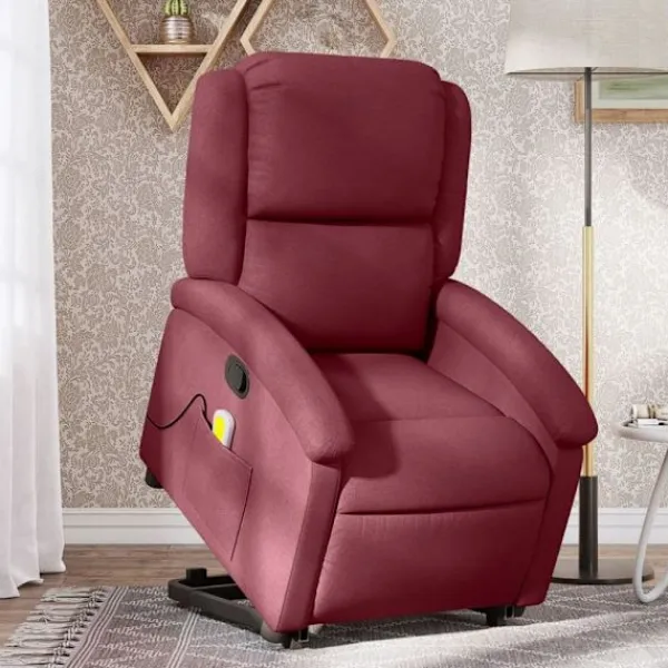 vidaXL Fåtöljer>Reclinerfåtölj med uppresningshjälp vinröd tyg