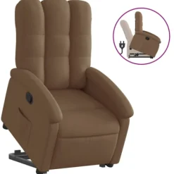 vidaXL Fåtöljer>Reclinerfåtölj med uppresningshjälp brun tyg