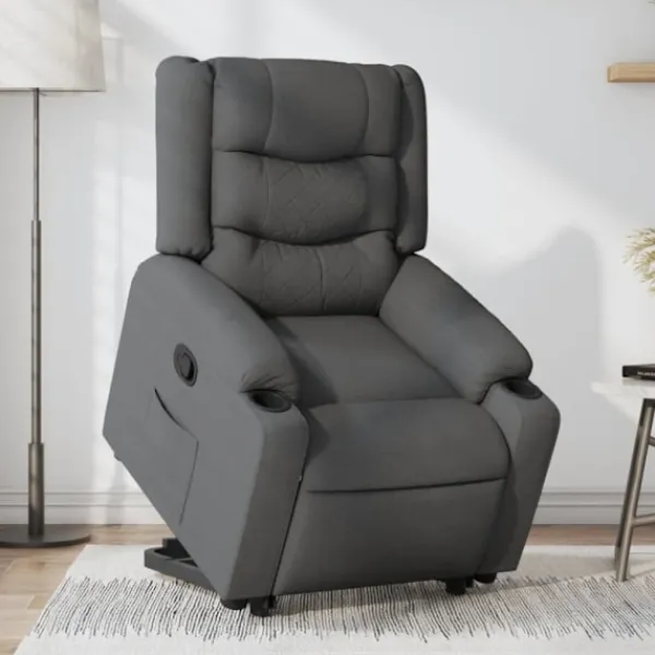 vidaXL Fåtöljer>Reclinerfåtölj med uppresningshjälp mörkgrå tyg