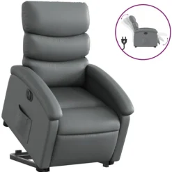 vidaXL Fåtöljer>Reclinerfåtölj med uppresningshjälp grå konstläder