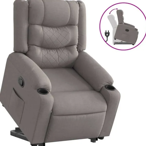 vidaXL Fåtöljer>Reclinerfåtölj med uppresningshjälp taupe tyg