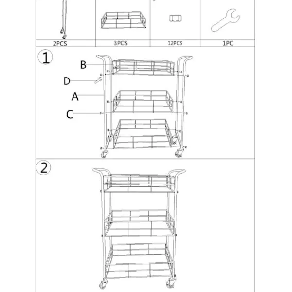 B2X Sideboards>Rektangulär guldfärgad metallvagn, 3 spegelhyllor