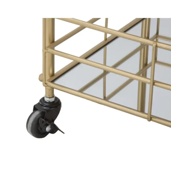 B2X Sideboards>Rektangulär guldfärgad metallvagn, 3 spegelhyllor