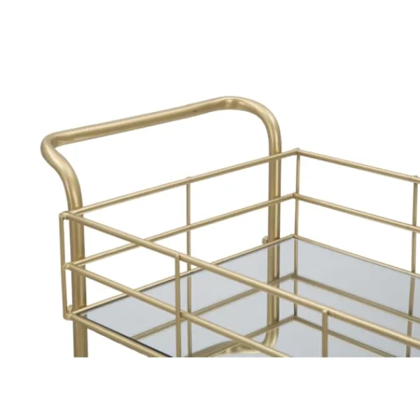 B2X Sideboards>Rektangulär guldfärgad metallvagn, 3 spegelhyllor