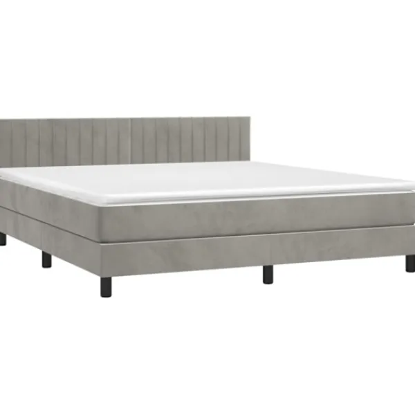 vidaXL Sängar>Resårsäng med madrass och LED ljusgrå 160x200 cm sammet