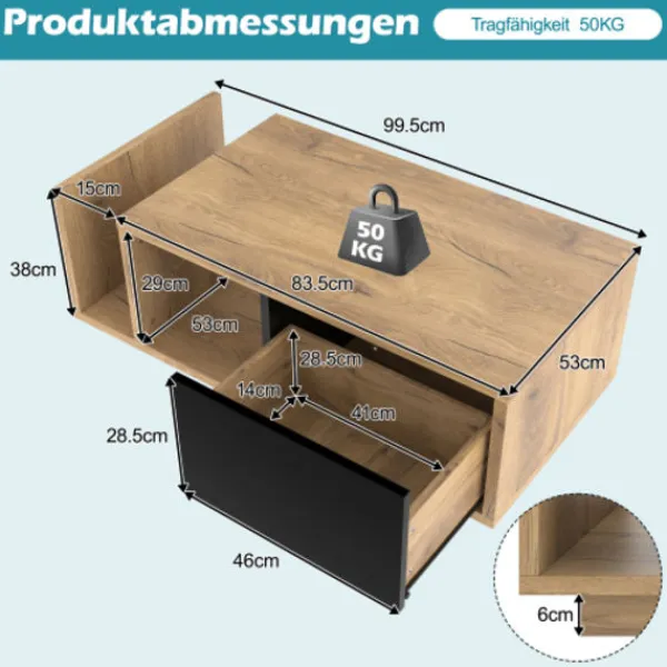 Soffbord>Retro skänk som rumsavdelare med LED - trä- och metalldesign, dimbar, smart förvaringsutrymme