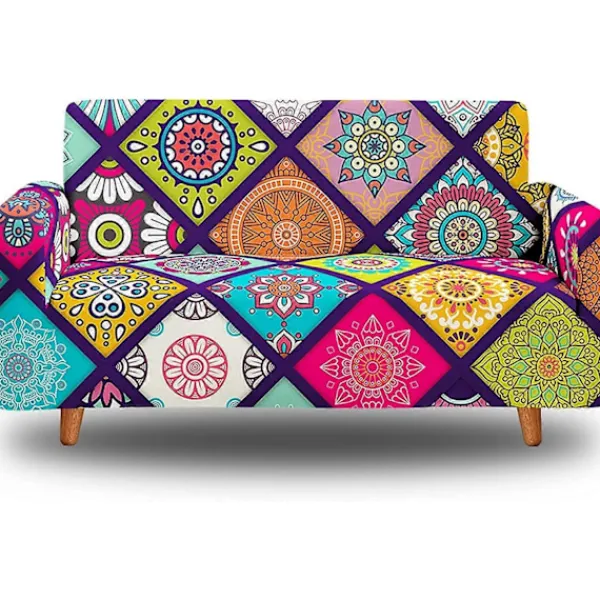 Soffor>Retro sofföverdrag stretch exotiskt sofföverdrag halkfritt soffskydd för 1-sits (90–140 cm)