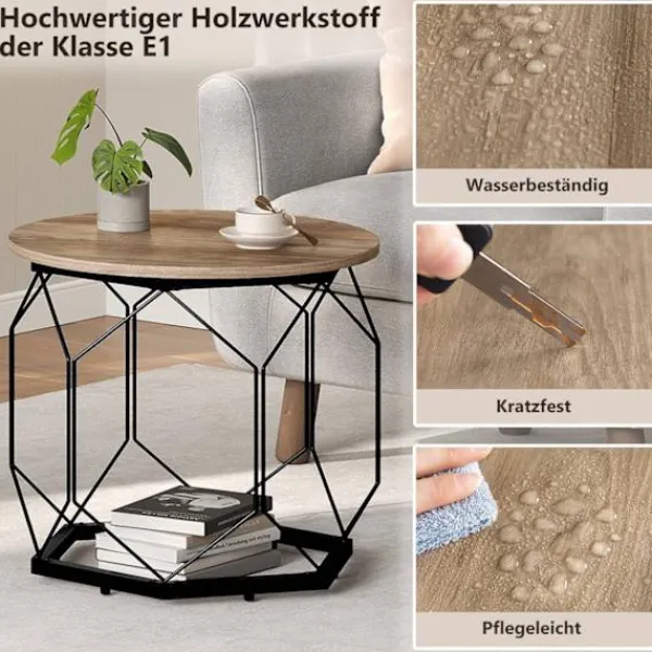 Rootz Living Småbord>Rootz 2 set soffbord - vardagsrumsbord - sidobord - hög kvalitet & mångsidig - 50x45x50cm, 40x36x40cm -brun träutseende