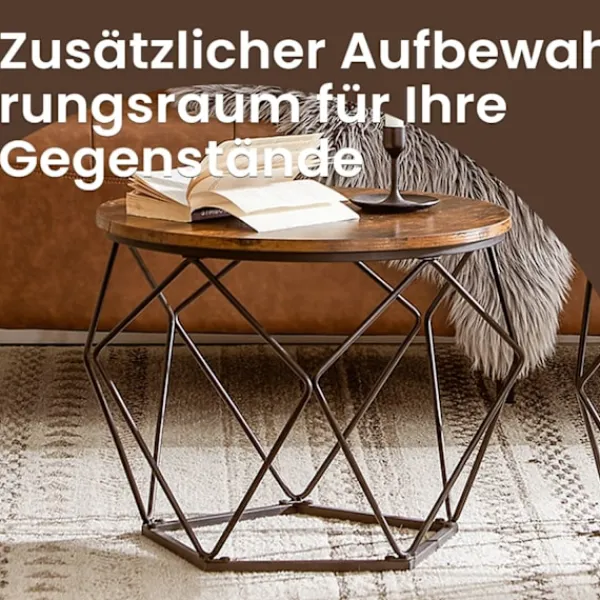 Rootz Living Soffbord>Rootz 2 set soffbord - vintage soffbord - trä spånbrädor - robust stålram - 50 cm x 40 cm & 40 cm x 36 cm