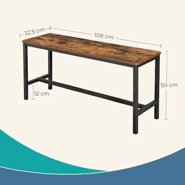 Rootz Living Matgrupper>Rootz 2 -stycken matbänkuppsättning - Köksbänkar - Matsalsbänkar - Robust järnram - 108 cm x 32,5 cm x 50 cm