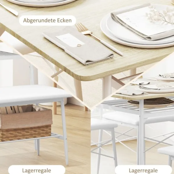 Rootz Living Matgrupper>Rootz 4 -stycken matbordsset - Köksbord - Matsalet - vadderad komfort - 110W x 70d x 75 timmar cm bord, 40W x 50d x 80h cm stolar